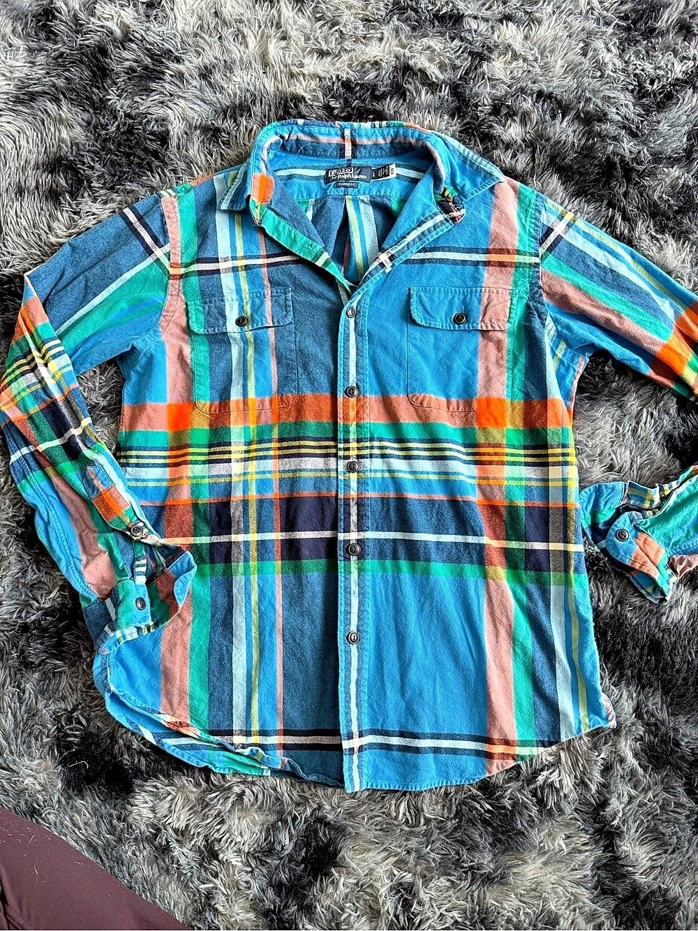 Polo Ralph Lauren Plaid Button Down in Blue & Green Size Large